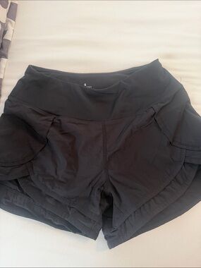 Women's Black Athletic Running Shorts with Side Pockets